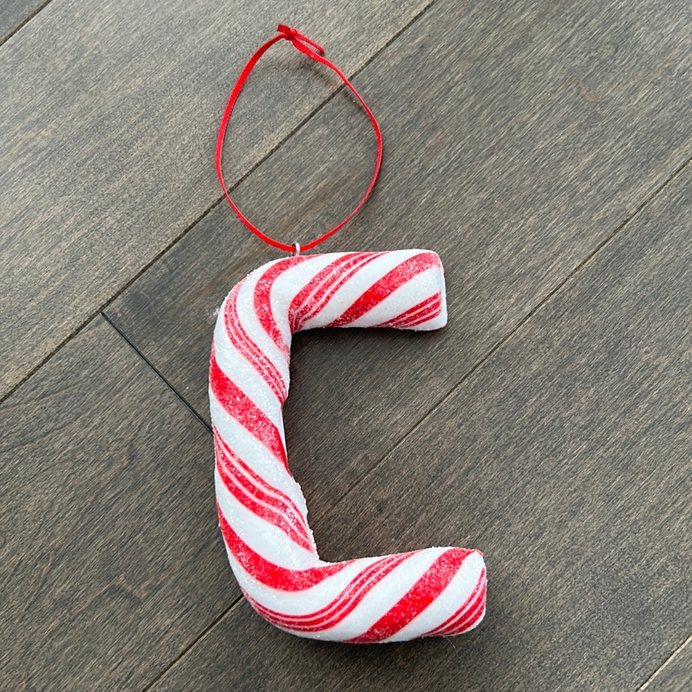 MICHAELS Letter “C” Candy Cane Christmas Holiday Ornament, Sparkle Tree Decor